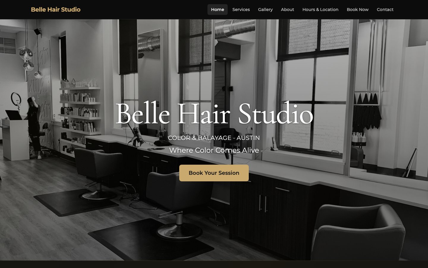 belle-hair-studio site preview